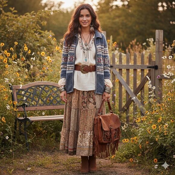 Heirloom Collectibles Fair Isle Zip Cardigan Blue Floral Nordic Vintage M - Picture 9 of 9